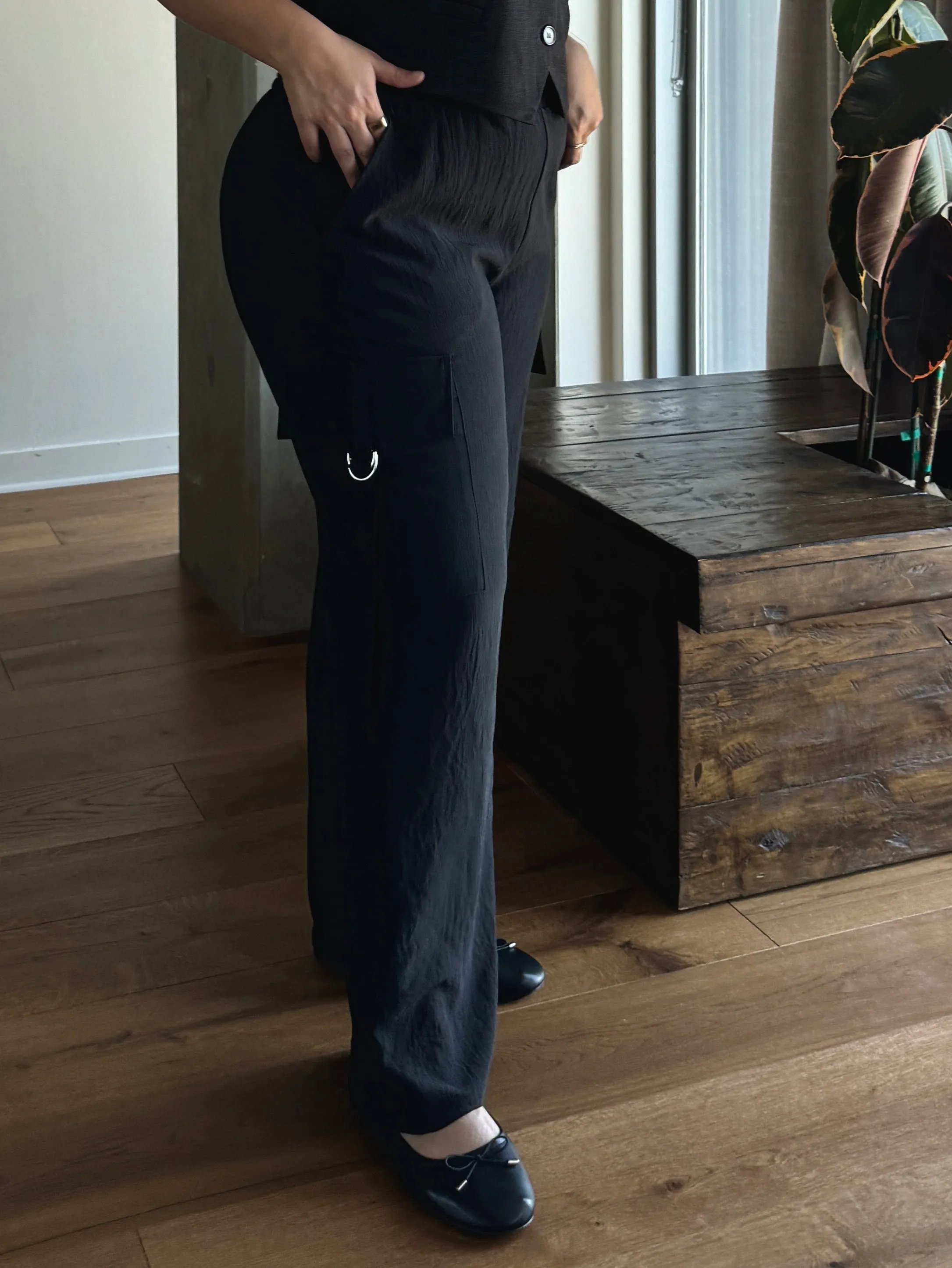 Plus Size Wide Leg Cargo Trousers