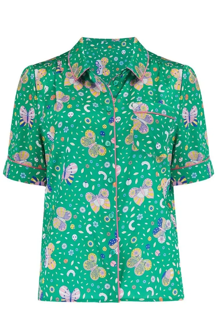 Poppy Rainforest Butterfly Silk Blouse