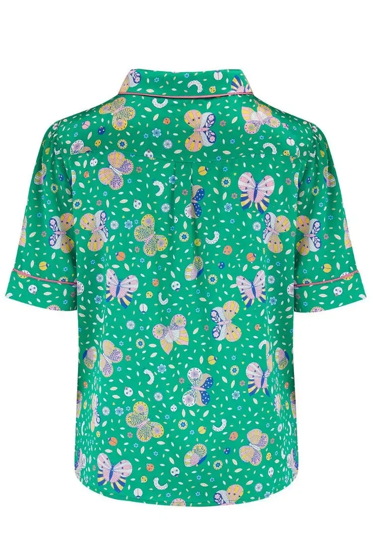 Poppy Rainforest Butterfly Silk Blouse