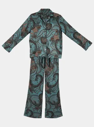 Powder Blue Satin Pyjama Trouser Set