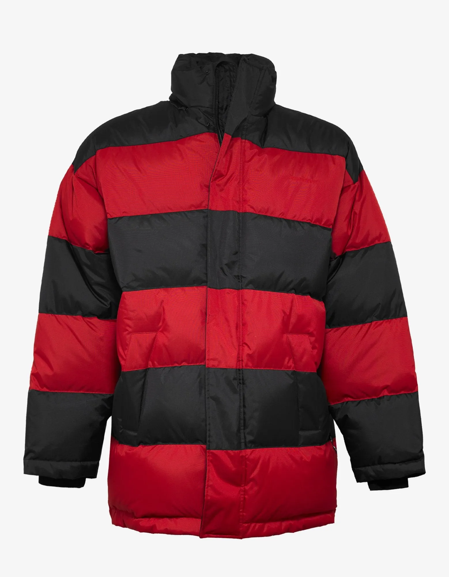 Red & Black Stripe Down Coat -