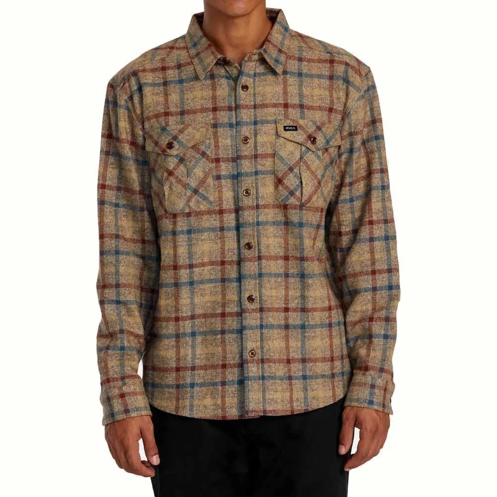 RVCA Hughes Flannel Bombay Brown Long Sleeve Shirt