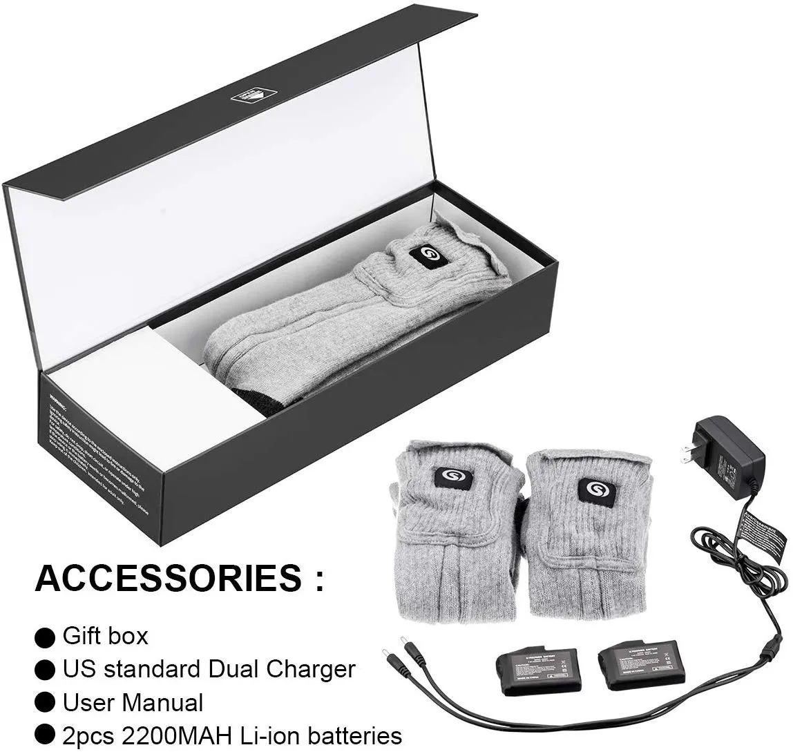 Savior Heated Socks | 7.4V Rechargeable Battery Operated Heated Socks Gray