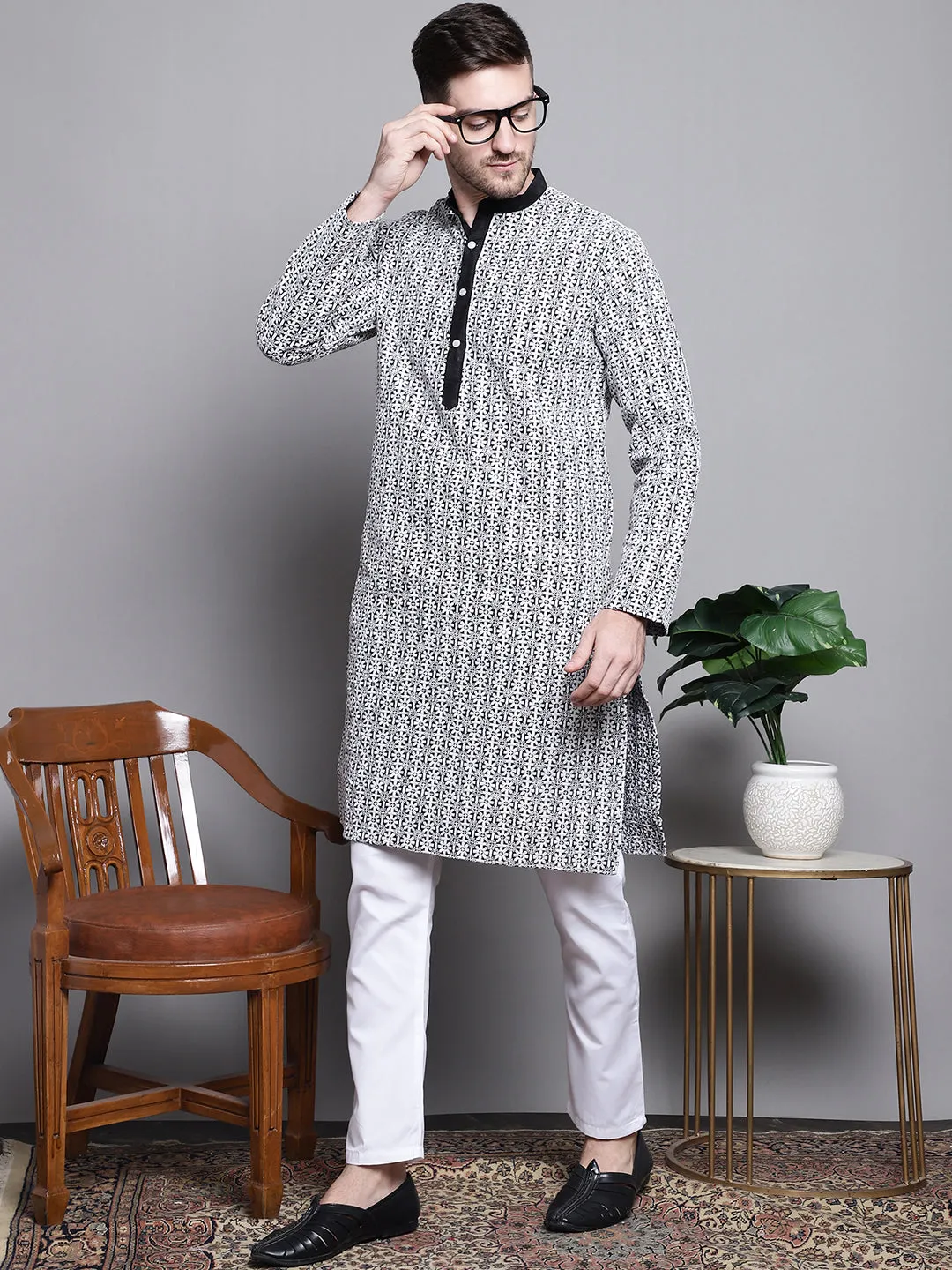 Sequin Embroidered Silk Blend Kurta With Pyjamas