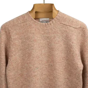 Shetland wool crewneck sweater, Oyster blush pink mix (restock)