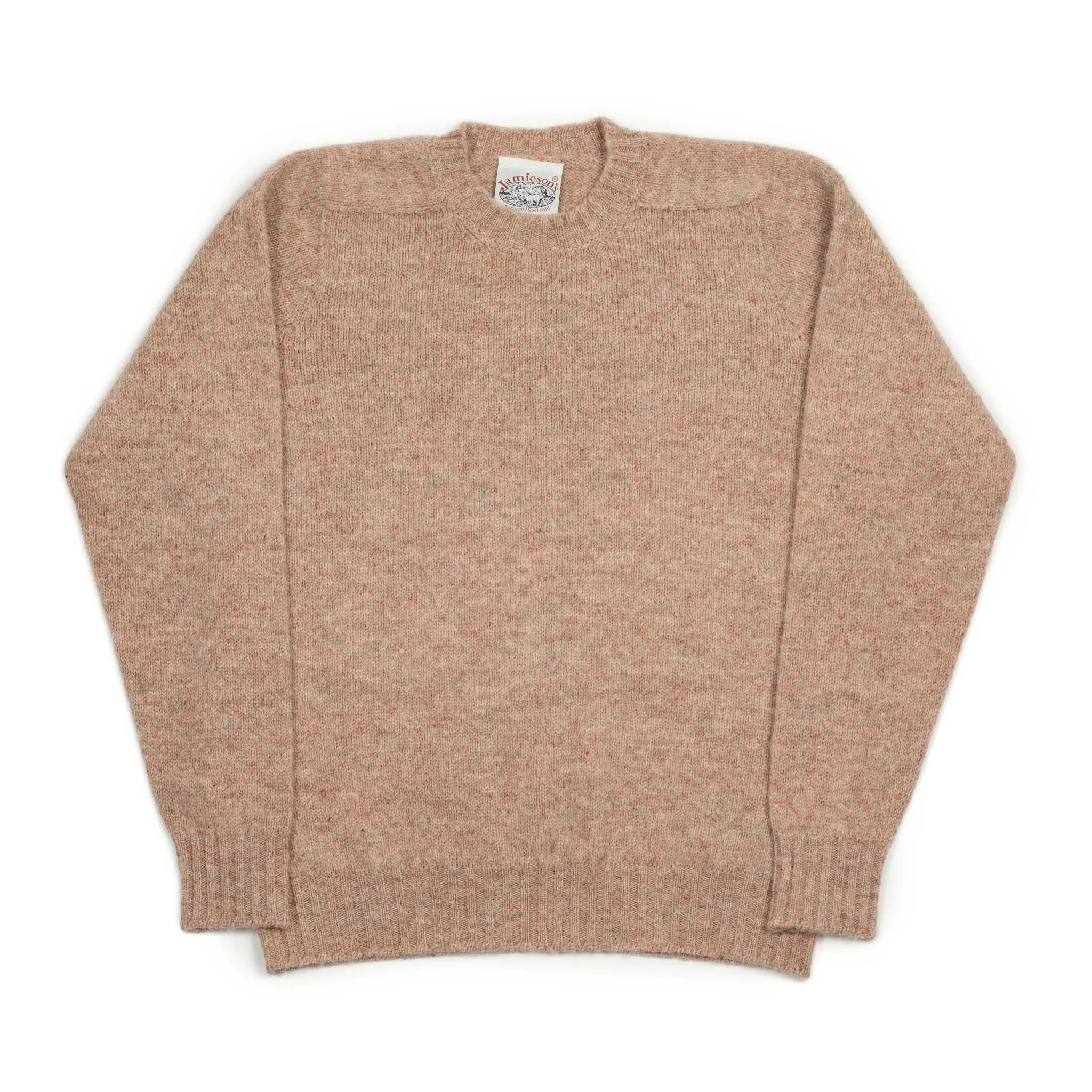 Shetland wool crewneck sweater, Oyster blush pink mix (restock)