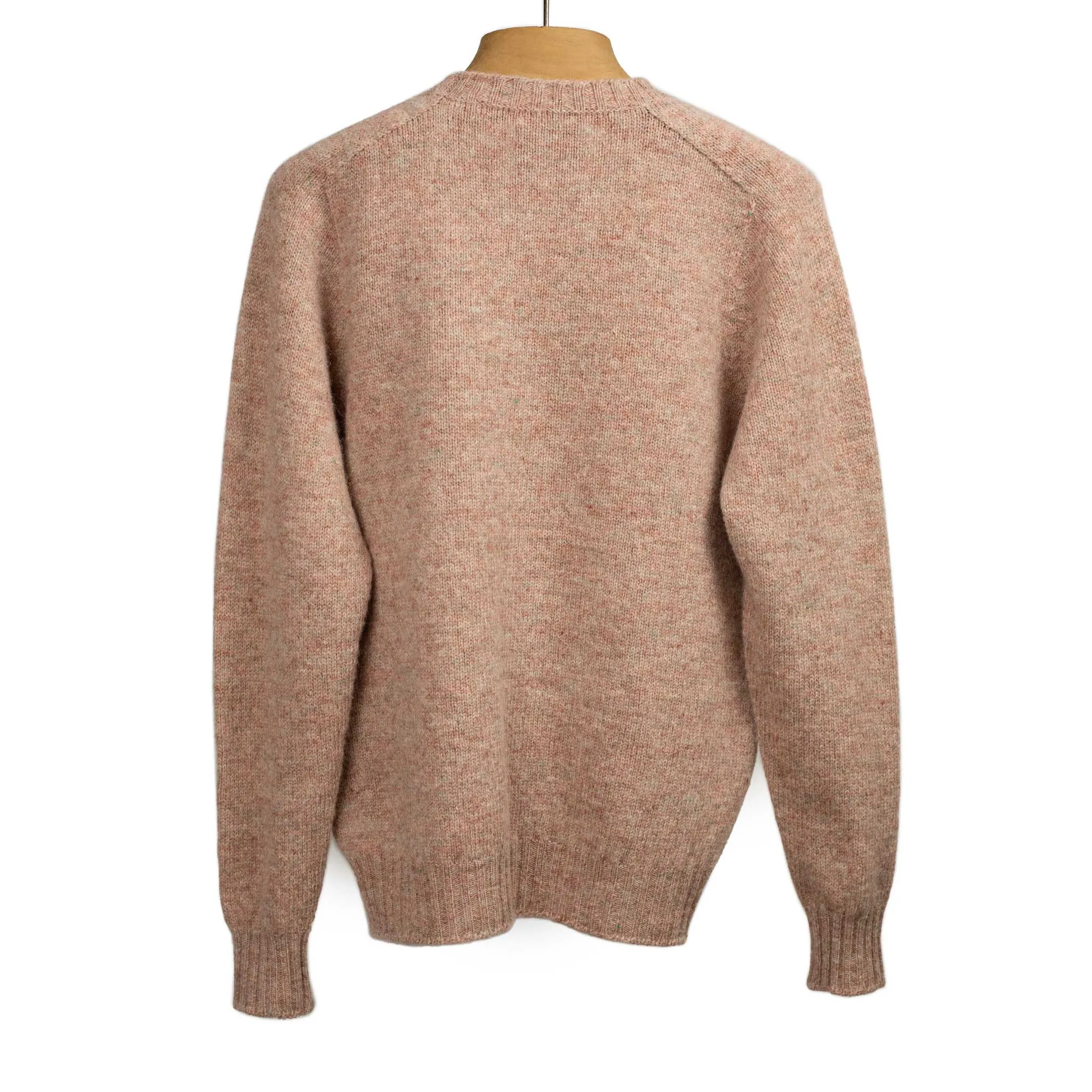 Shetland wool crewneck sweater, Oyster blush pink mix (restock)