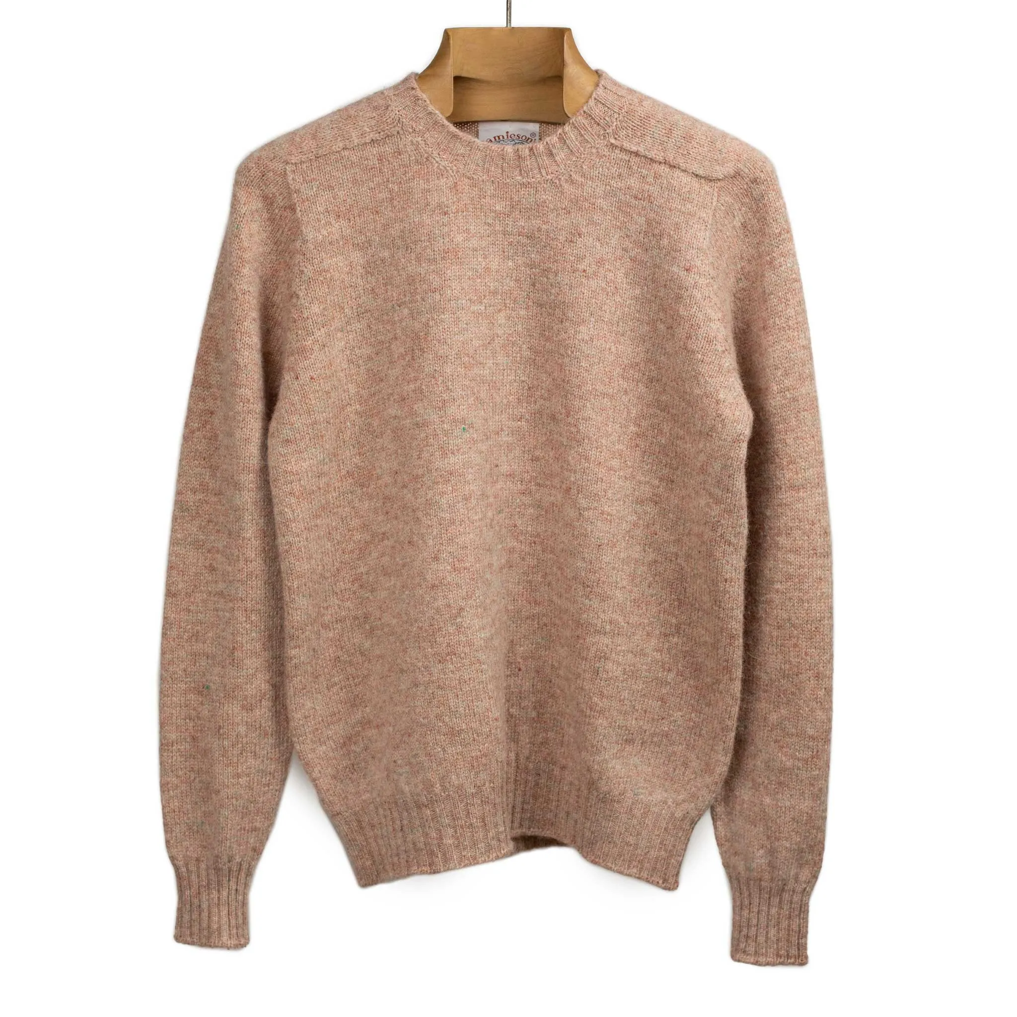 Shetland wool crewneck sweater, Oyster blush pink mix (restock)