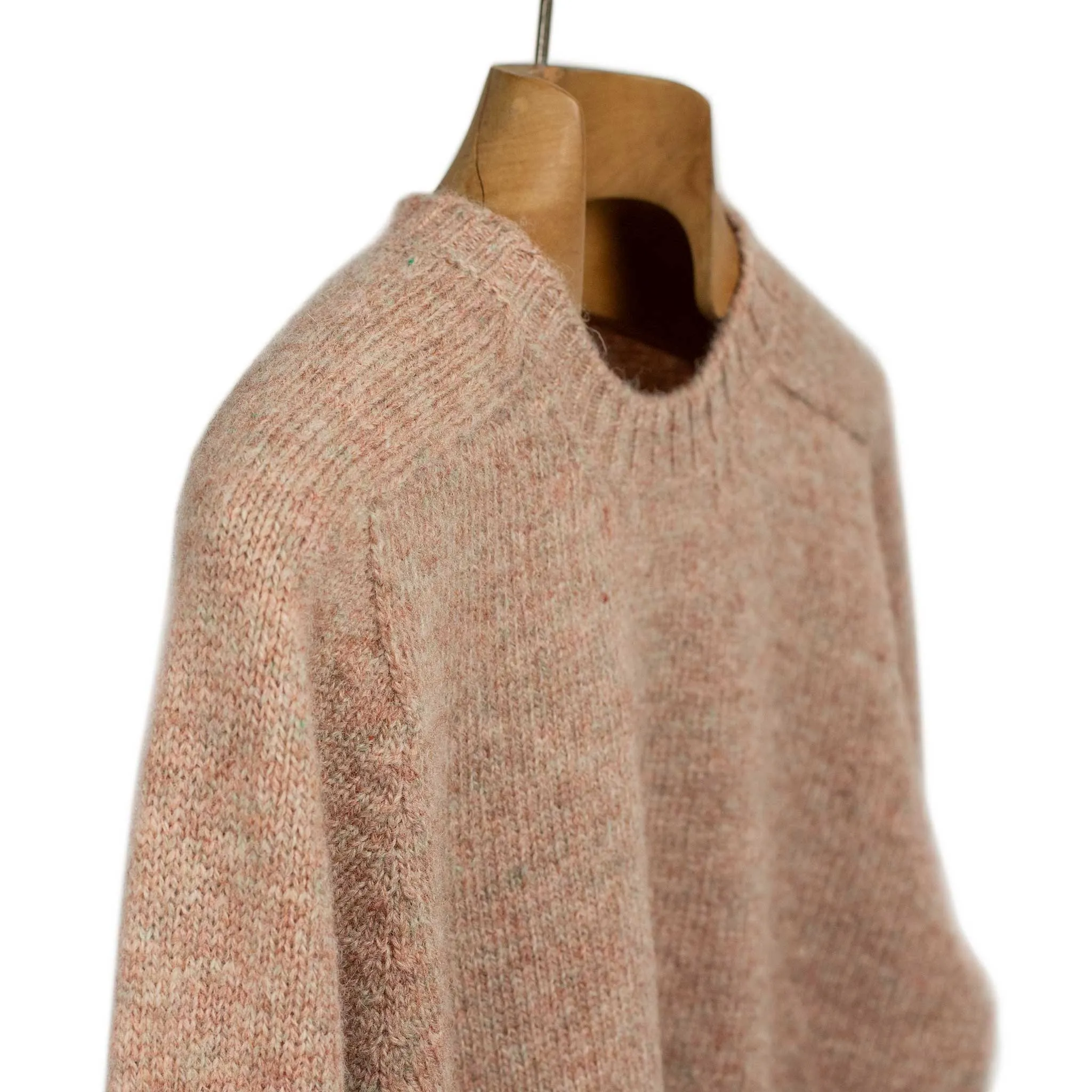 Shetland wool crewneck sweater, Oyster blush pink mix (restock)