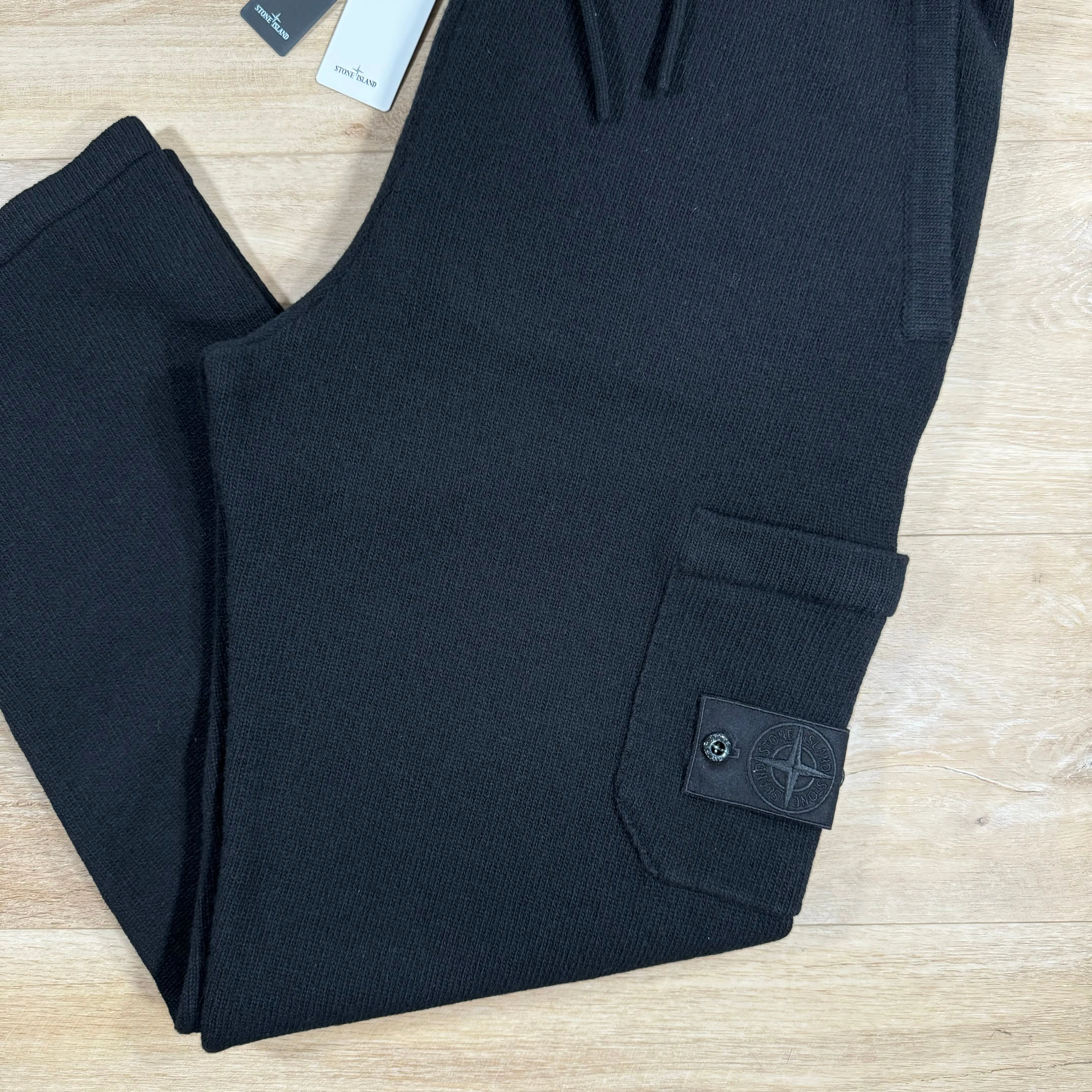 Stone Island Loose Fit Wool Ghost Sweatpants in Black