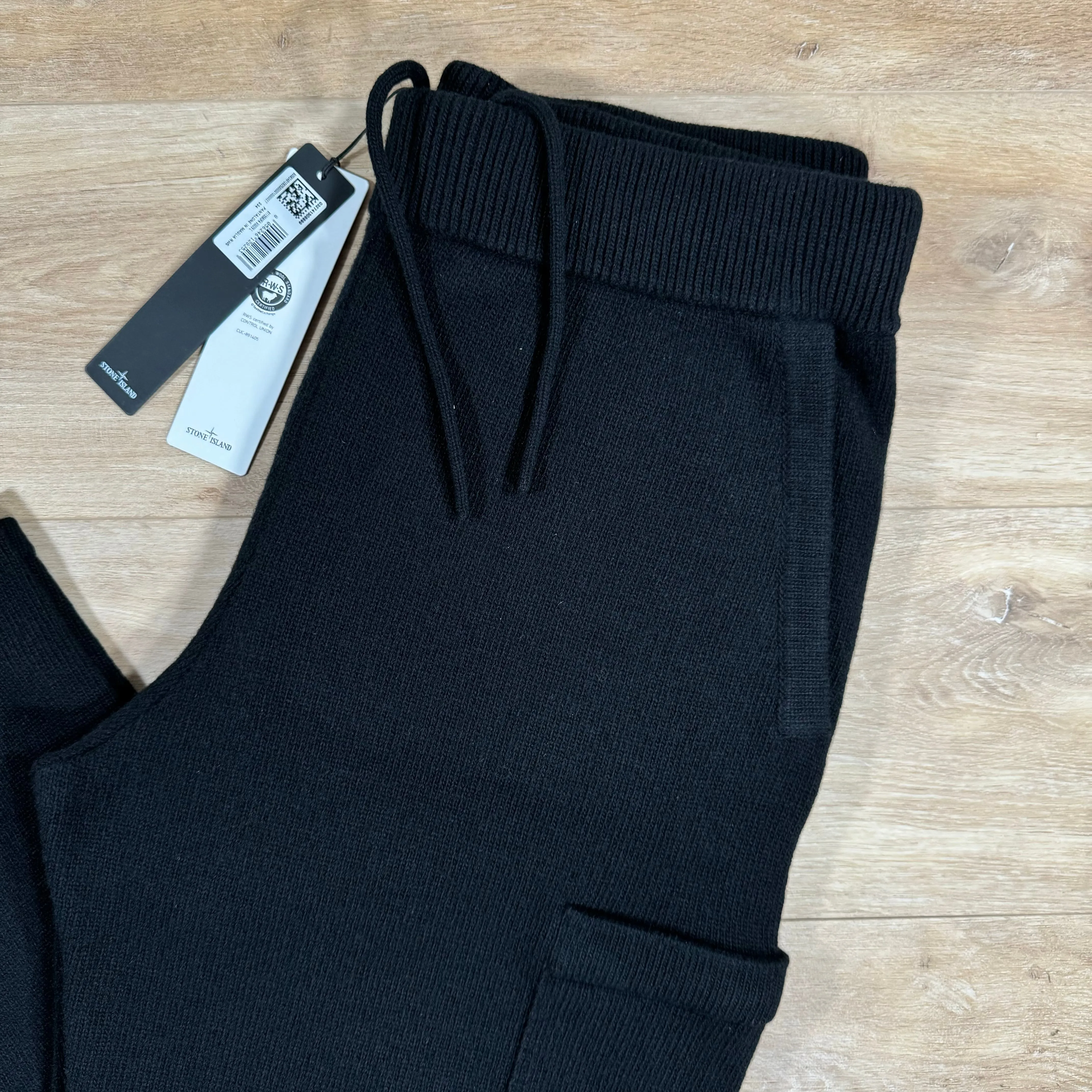 Stone Island Loose Fit Wool Ghost Sweatpants in Black