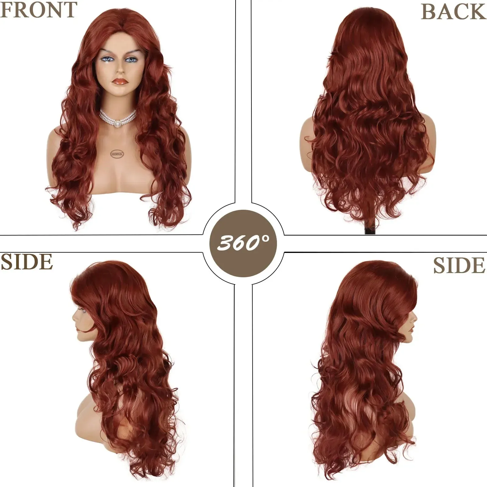 Synthetic Long Red Wigs for Women Cosplay Long Hair Wig Carnival Party Halloween Costume Wigs Female Fox Red Hair Wavy