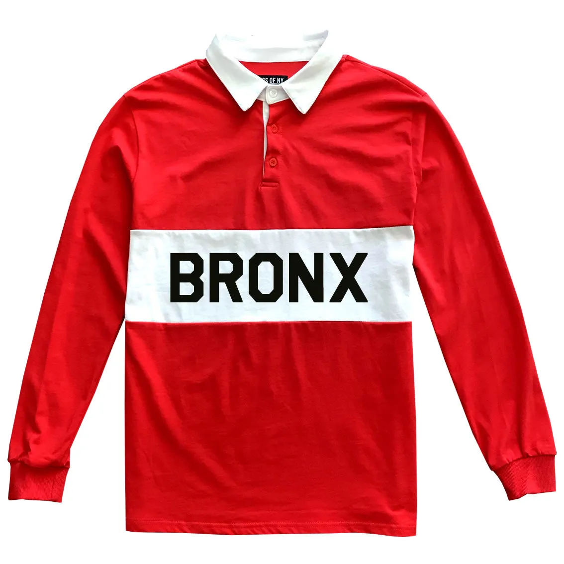 The Bronx New York Striped Mens Long Sleeve Rugby Shirt