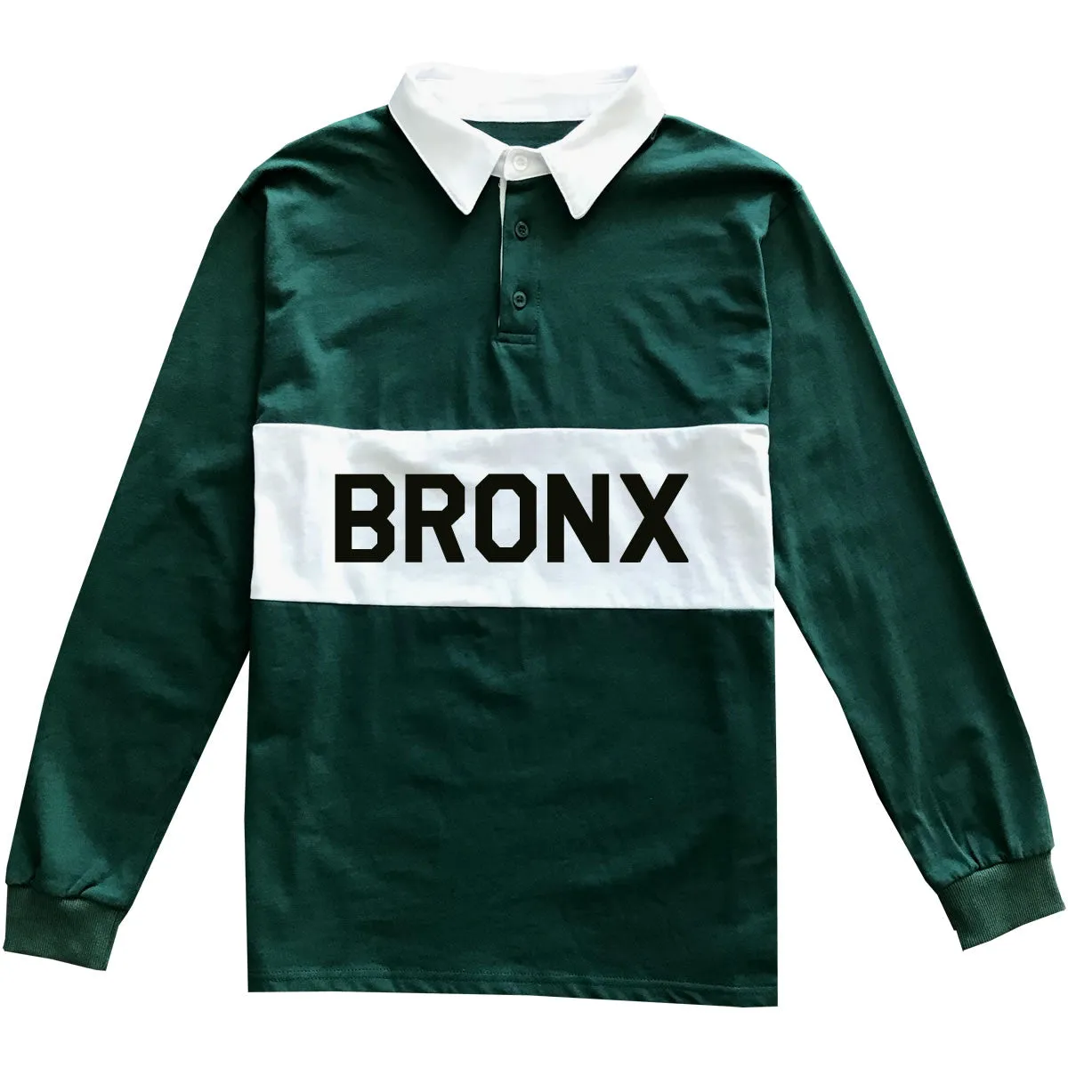 The Bronx New York Striped Mens Long Sleeve Rugby Shirt