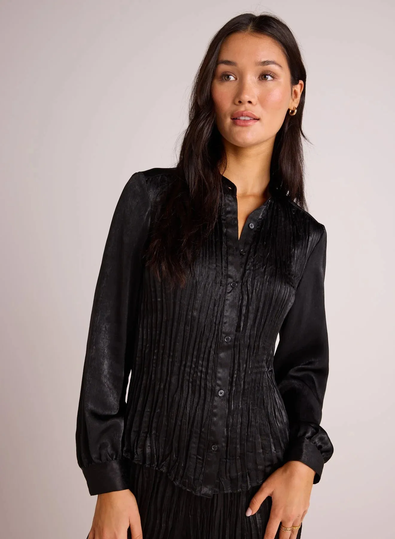 The Pleated Bodice Shirt - Black