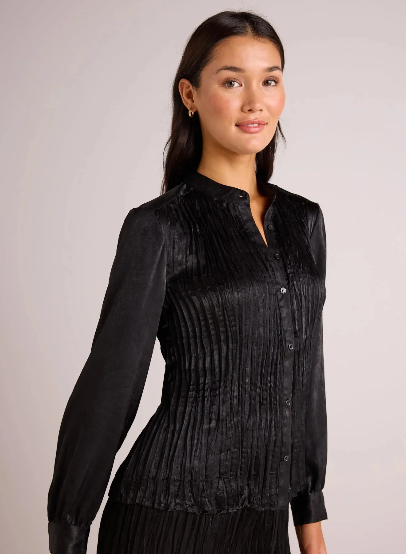 The Pleated Bodice Shirt - Black