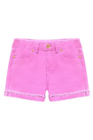 Toddler's Bulk Stretch Denim Shorts w/ Rose Gold Button Adjustable Waistband & Fray Roll -Up