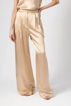 Vera Pleated Silk Pant in Fawn