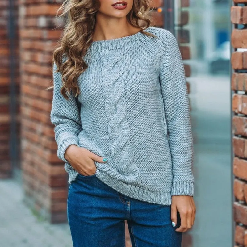 VIEUNSTA Autumn Winter Warm Sweater 2019 Women Kink Long Sleeve Knitted Pullover Jumper Casual O Neck Solid Pull Sweaters Female