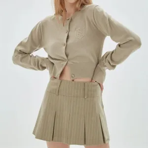 Vintage Pleated High Waist Skirts and Long Sleeve Sweater Tops