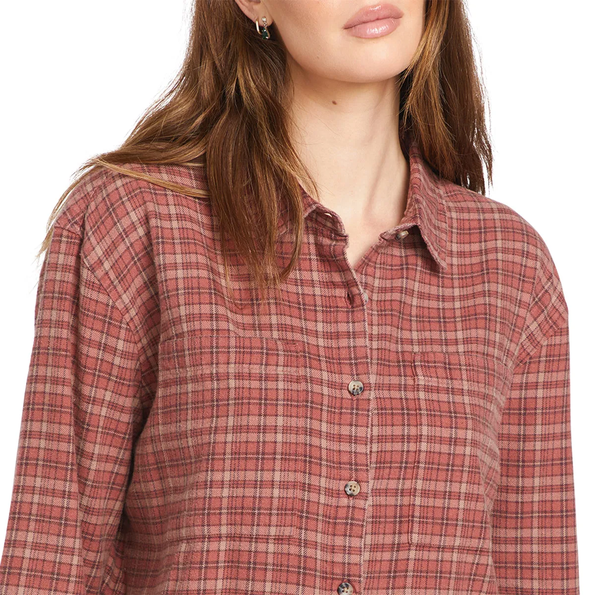 Volcom Women's Plaid to Meet U 2 Long Sleeve Button-Up Flannel Shirt