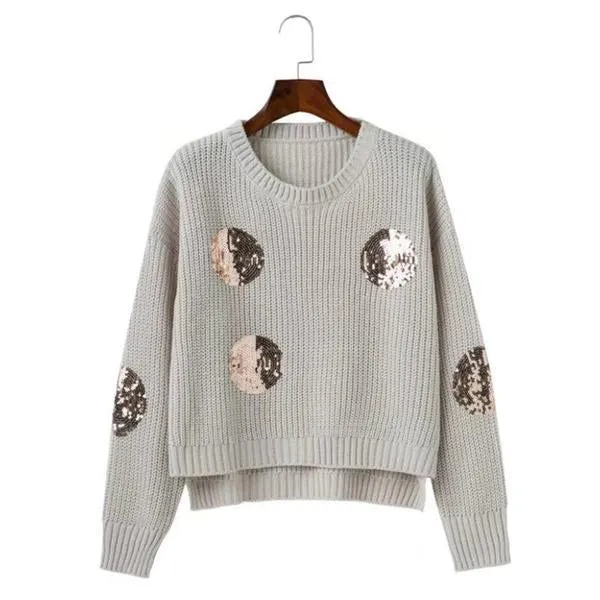 Winter Dot Asymmetrical Knitted Pullover Sweaters