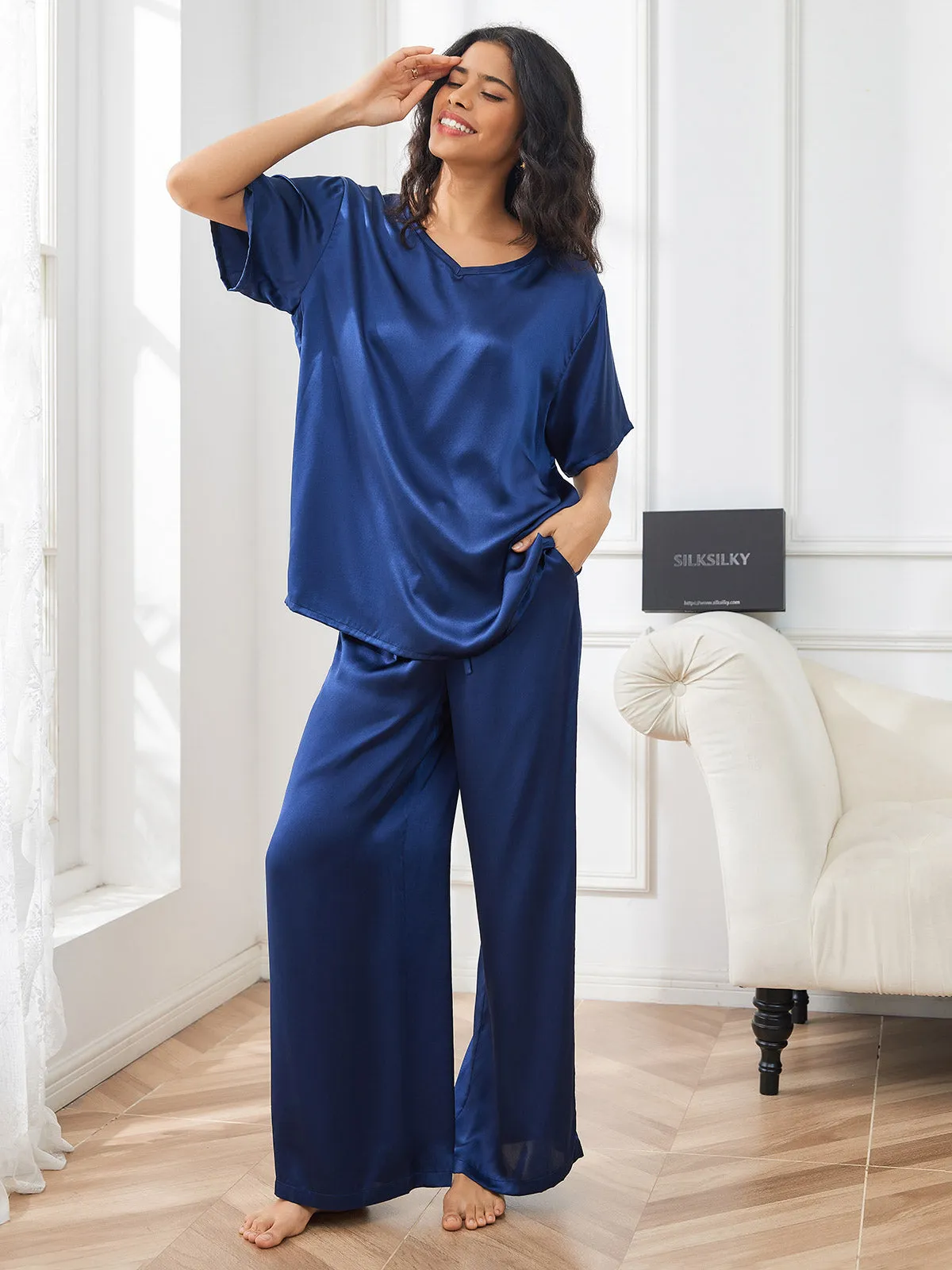 Women's Pure Silk Casual Pyjamas 2Pcs