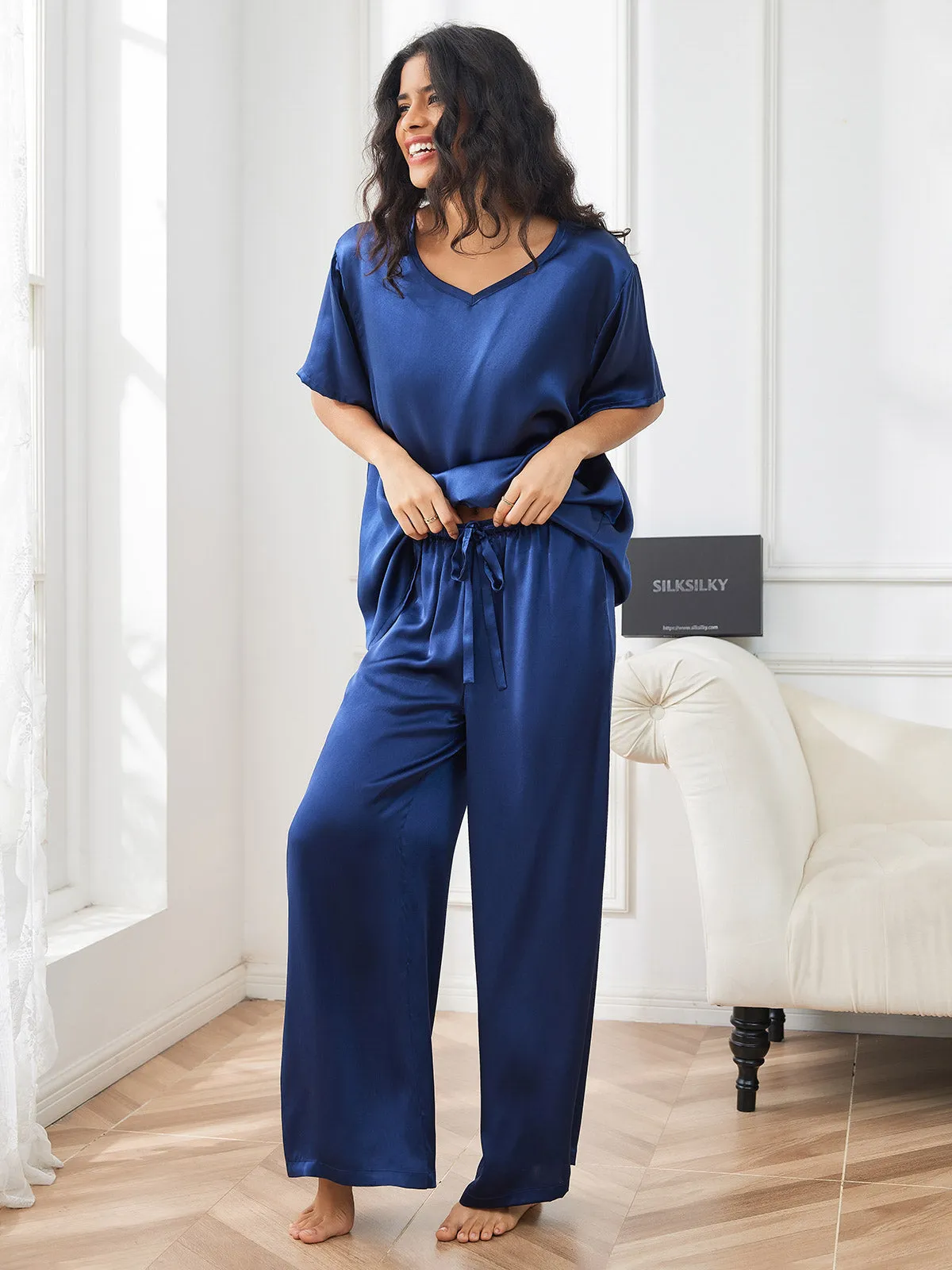 Women's Pure Silk Casual Pyjamas 2Pcs