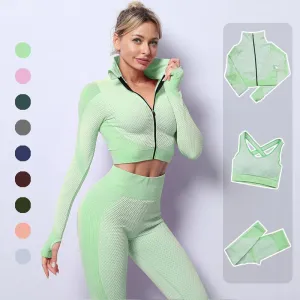 Women's Zipper Long Sleeve Sportswear Set