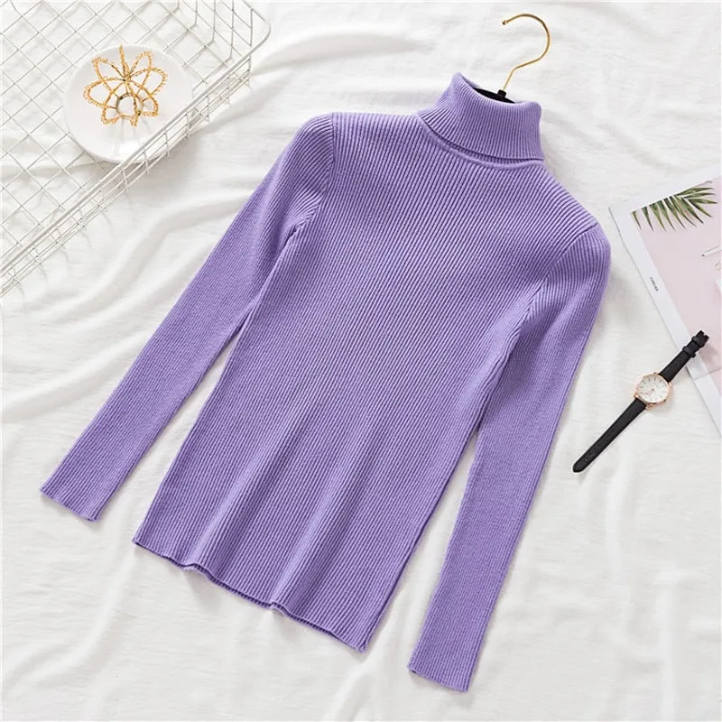 Zoki Pullovers Women Turtleneck Sweaters Winter Warm Long Sleeve Female Jumper Autumn Korean Style Top Soft Knitted Sweater 2019