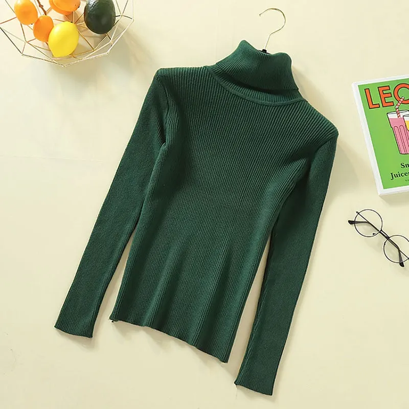 Zoki Pullovers Women Turtleneck Sweaters Winter Warm Long Sleeve Female Jumper Autumn Korean Style Top Soft Knitted Sweater 2019